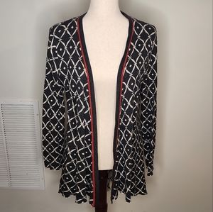 Black & Cream Patterned Long Cardigan Size L